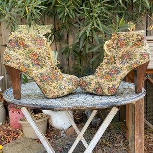 Unique Vintage Style Floral Booties